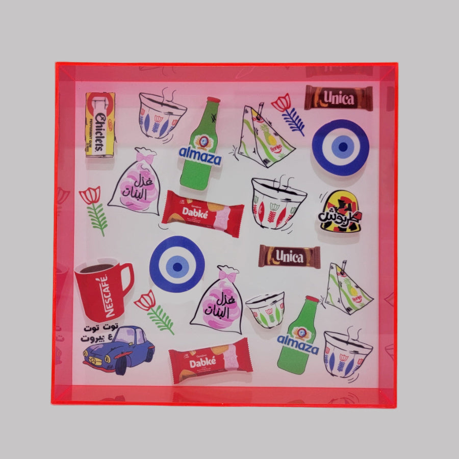 Wall Frame 3D Neon Lebanese Icons 25x25 cm