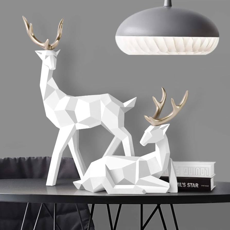 Deer Geometric White Set of 2 Pcs - 17x30 cm | 17x18 cm