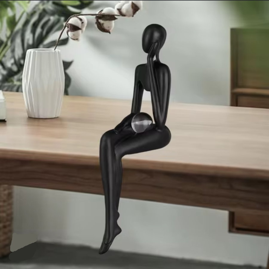 Human Thinker Figurine Sitting Statue 20 cm