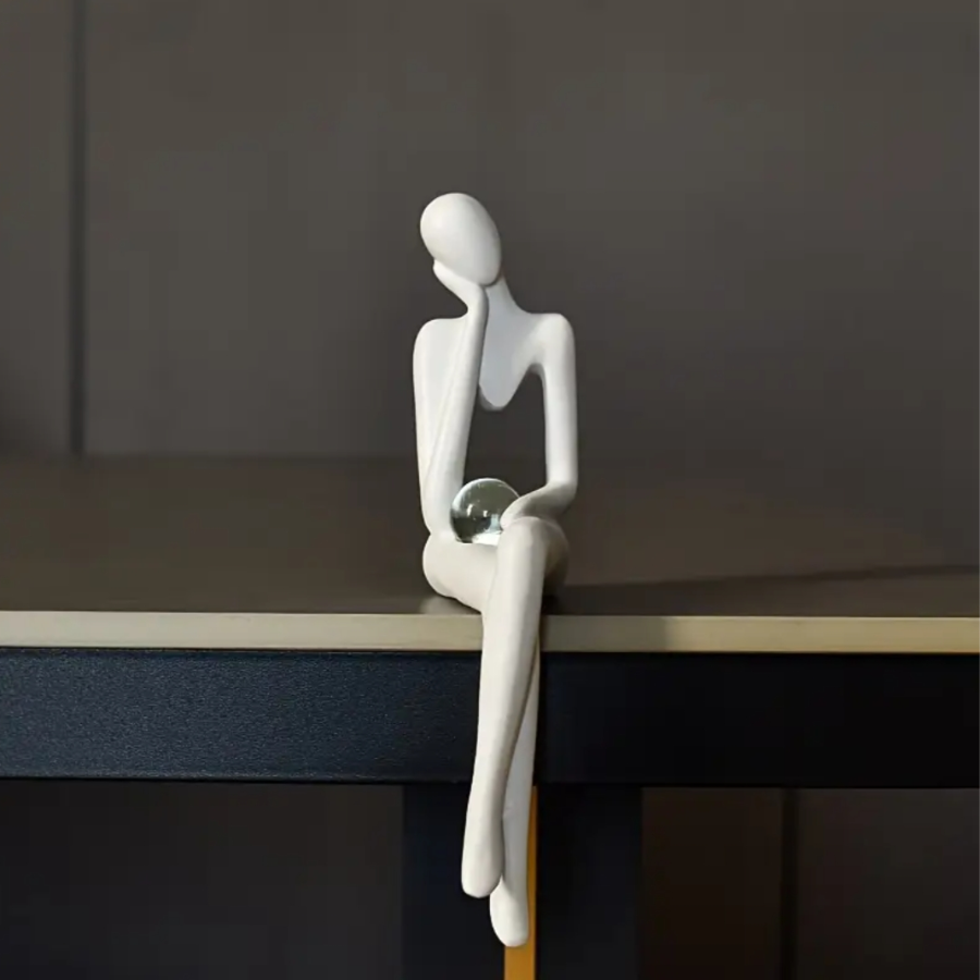 Human Thinker Figurine Sitting Statue 20 cm