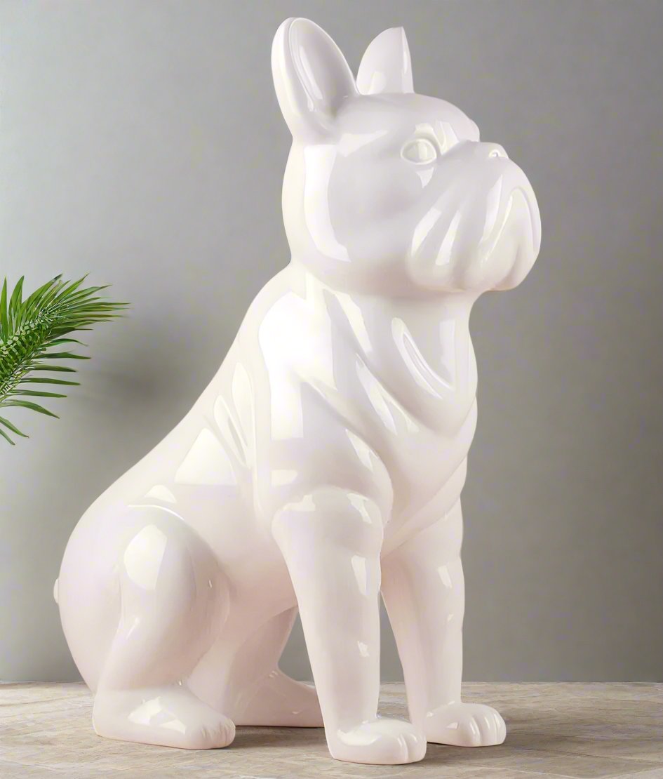 Modern Decoration White Ceramic Bulldog 53 cm