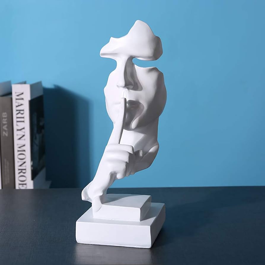 Silent Man Face Sculpture Modern Statue Solid Colors 27 cm