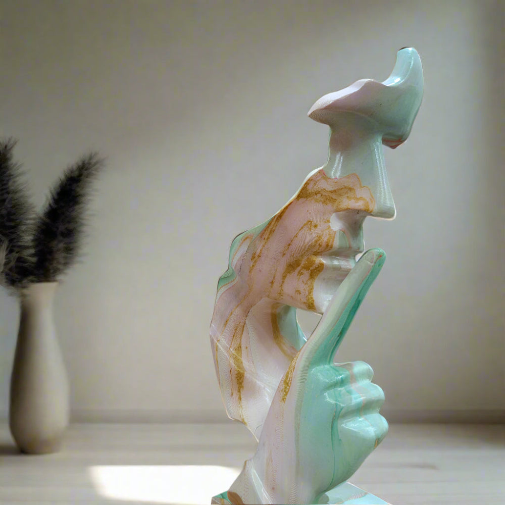 Silent Man Face Sculpture Modern Statue Ombré Colors 27 cm