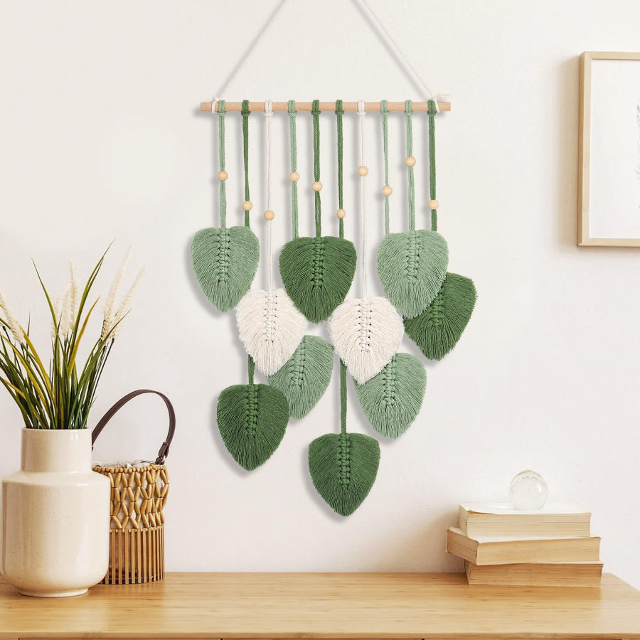 Woven Cotton Leaves Wall Hanging 40x90 cm