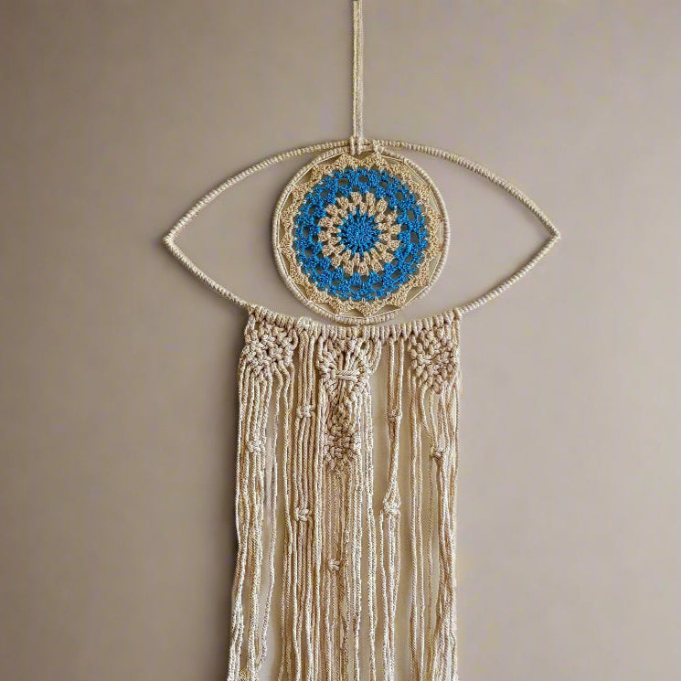 Woven Macrame Wall Hanging Evil Eye Dream Catcher 75 cm