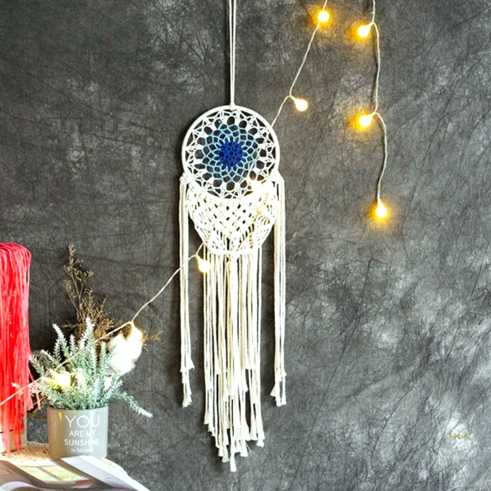 Woven Macrame Wall Hanging Evil Eye Dream Catcher 60 cm