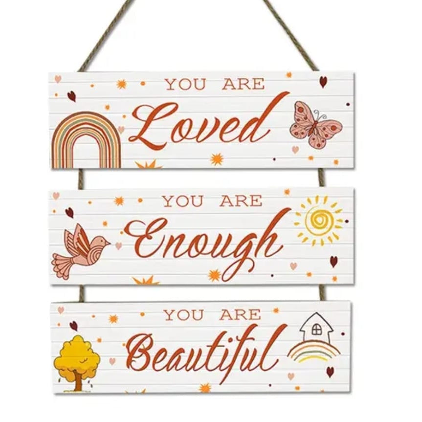 "You are Loved" Wall / Door Wood Sign 30x35 cm