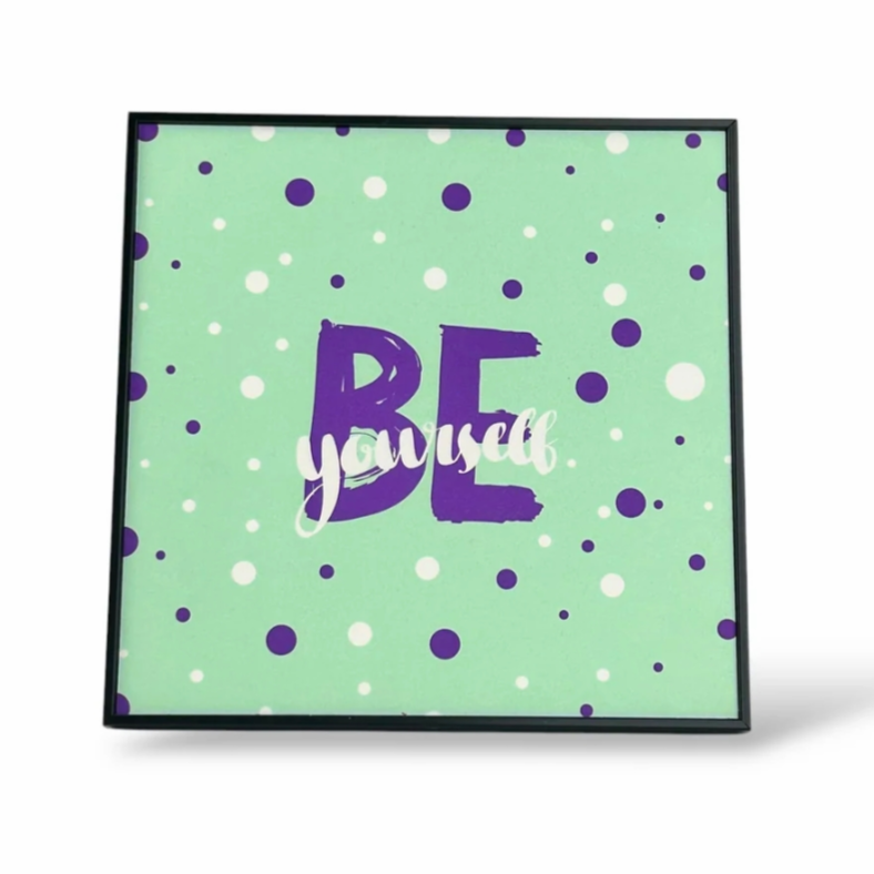 Wall Framed Art Glitter Finish Be Yourself, 22x22 cm