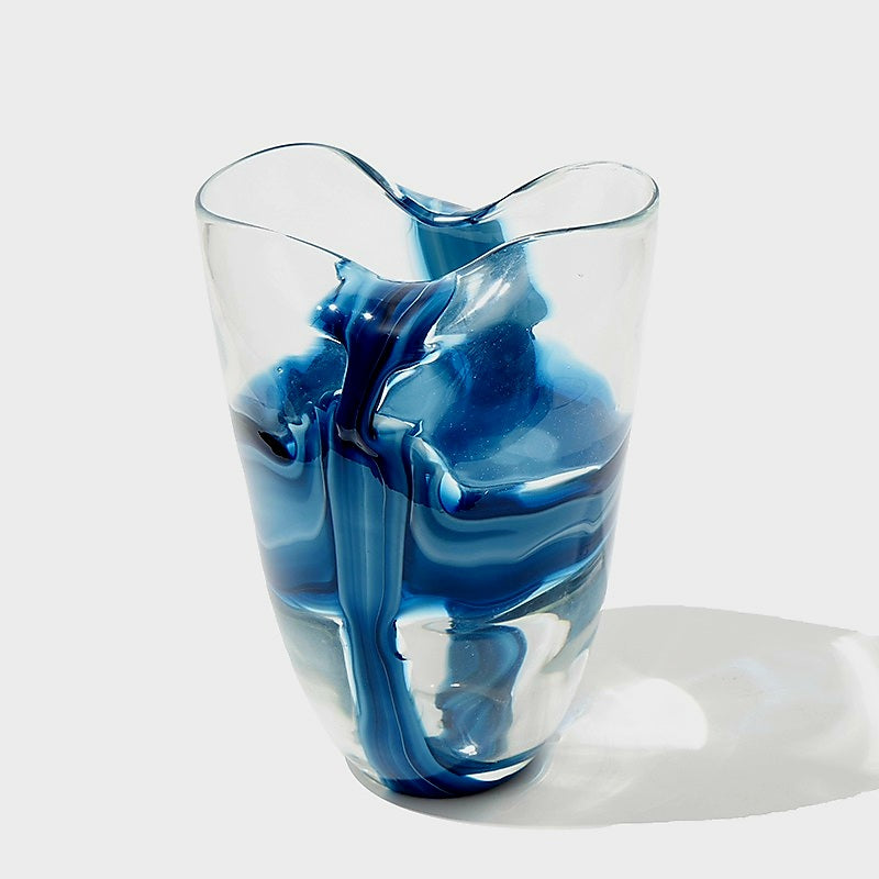glass blue vase wave