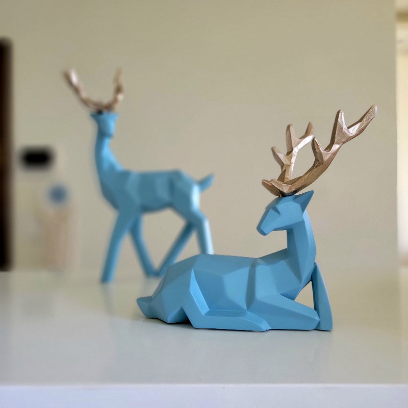 Deer Geometric Blue Set of 2 Pcs - 17x30 cm | 17x18 cm