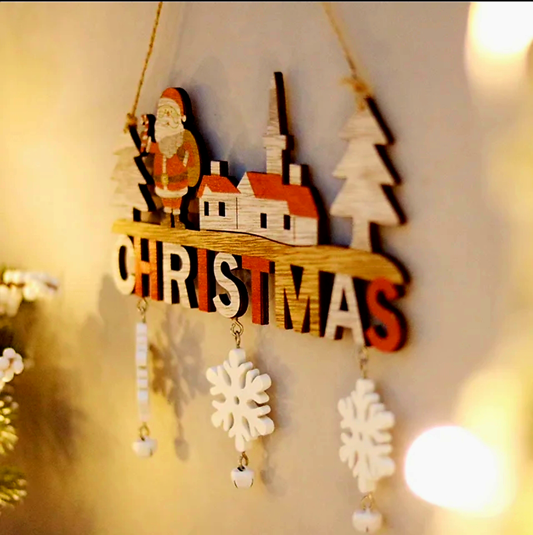 Christmas Door / Wall Wood Sign 17x21 cm