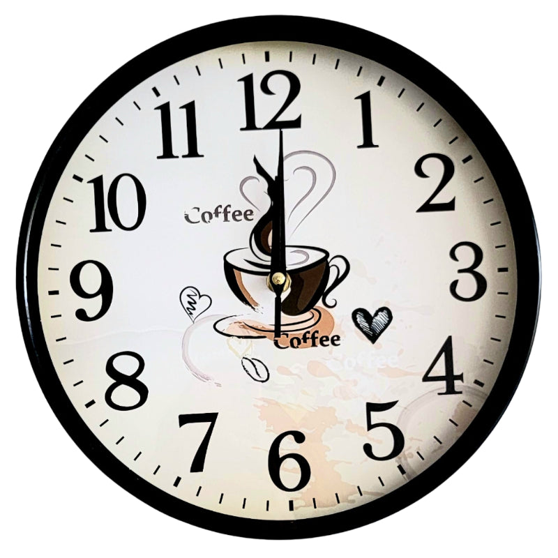 Decorative wall clock with coffee-themed design