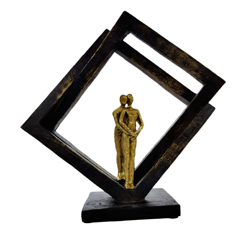 Luxurious Couple in Squares Statue Bronze 30 cm