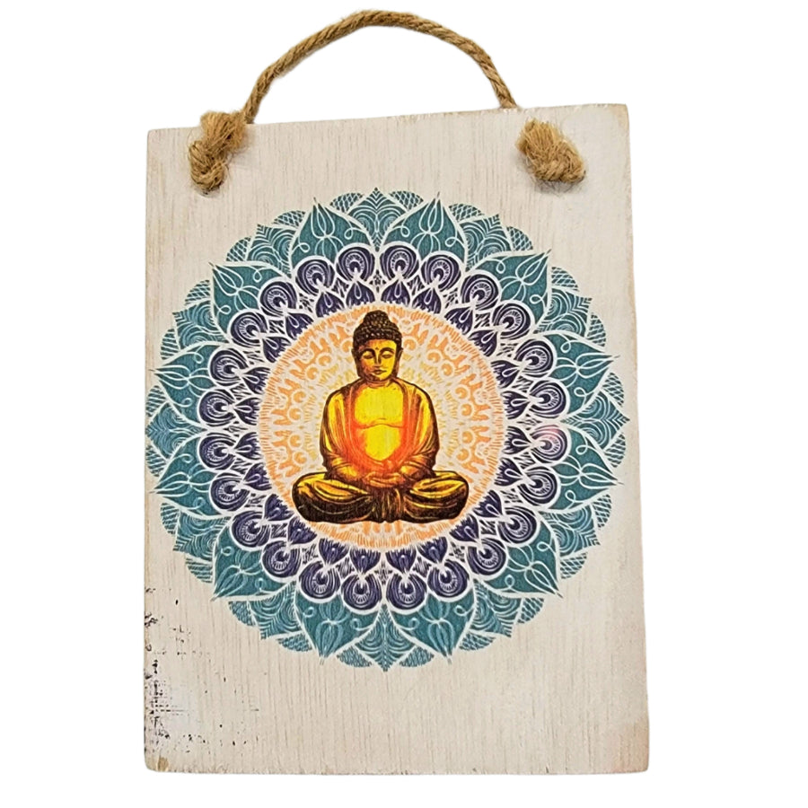 Vintage Wooden Frame Meditation 12x8 cm