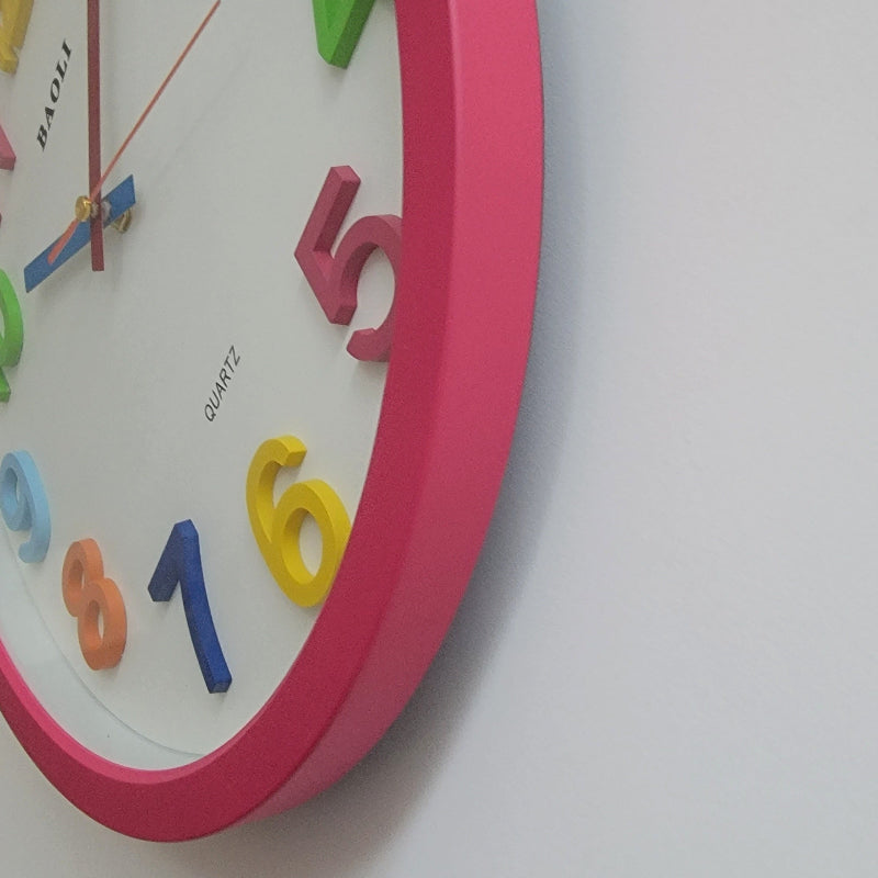 Colorful wall clock pink