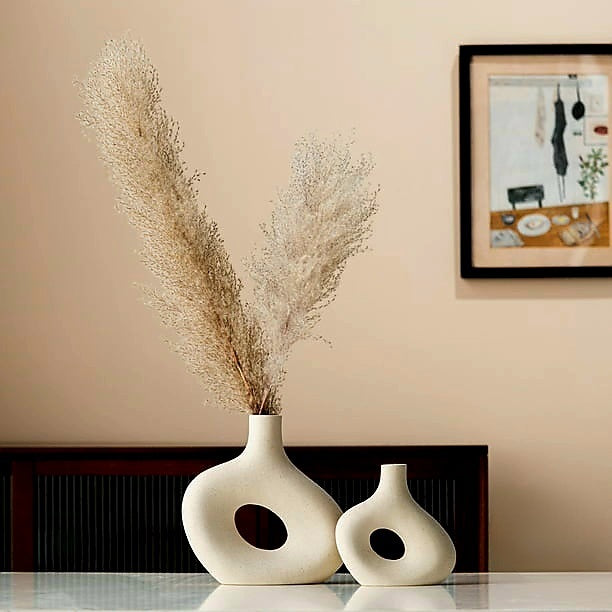 Distorted Donut Vase Stone Cream