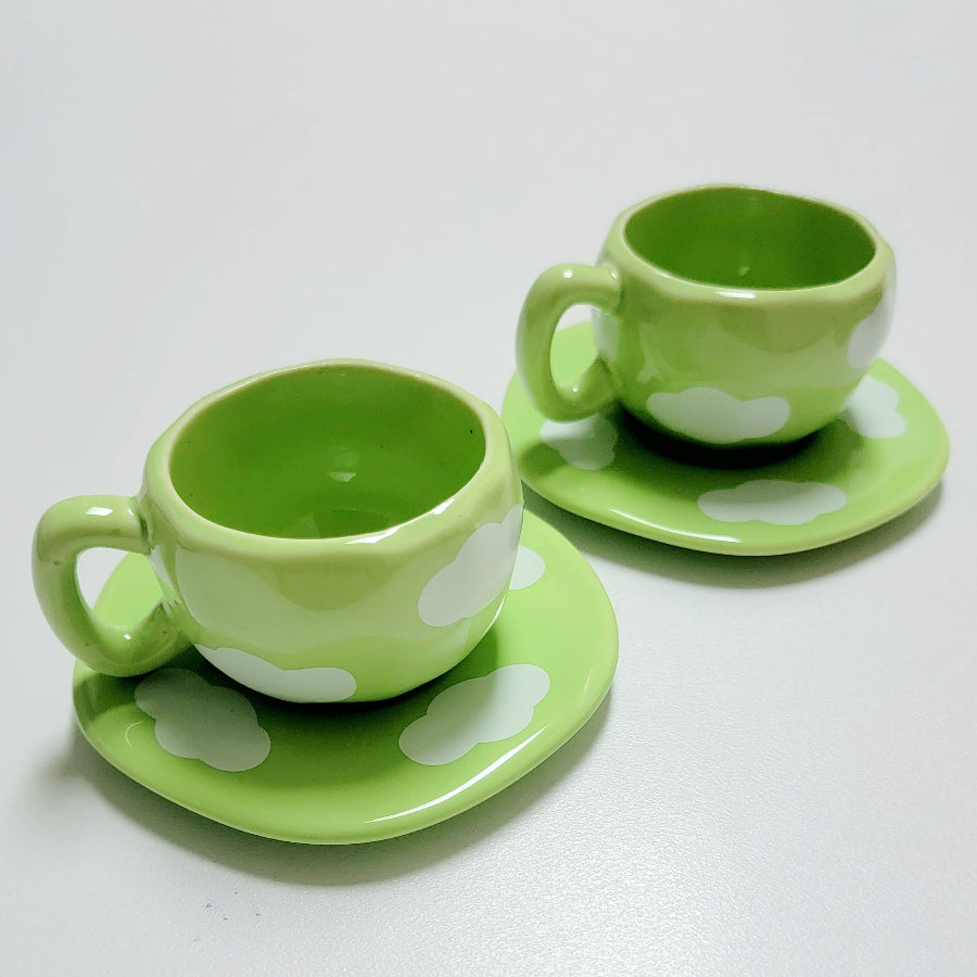 Espresso cups & coasters green