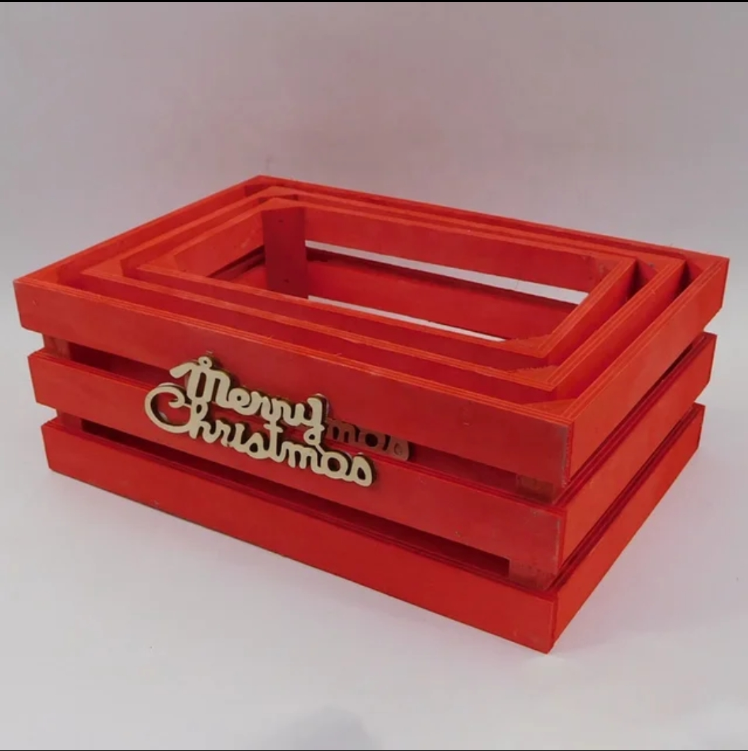 Christmas Red Crate Set of 3 (30x21 | 26x17 | 23x13) cm