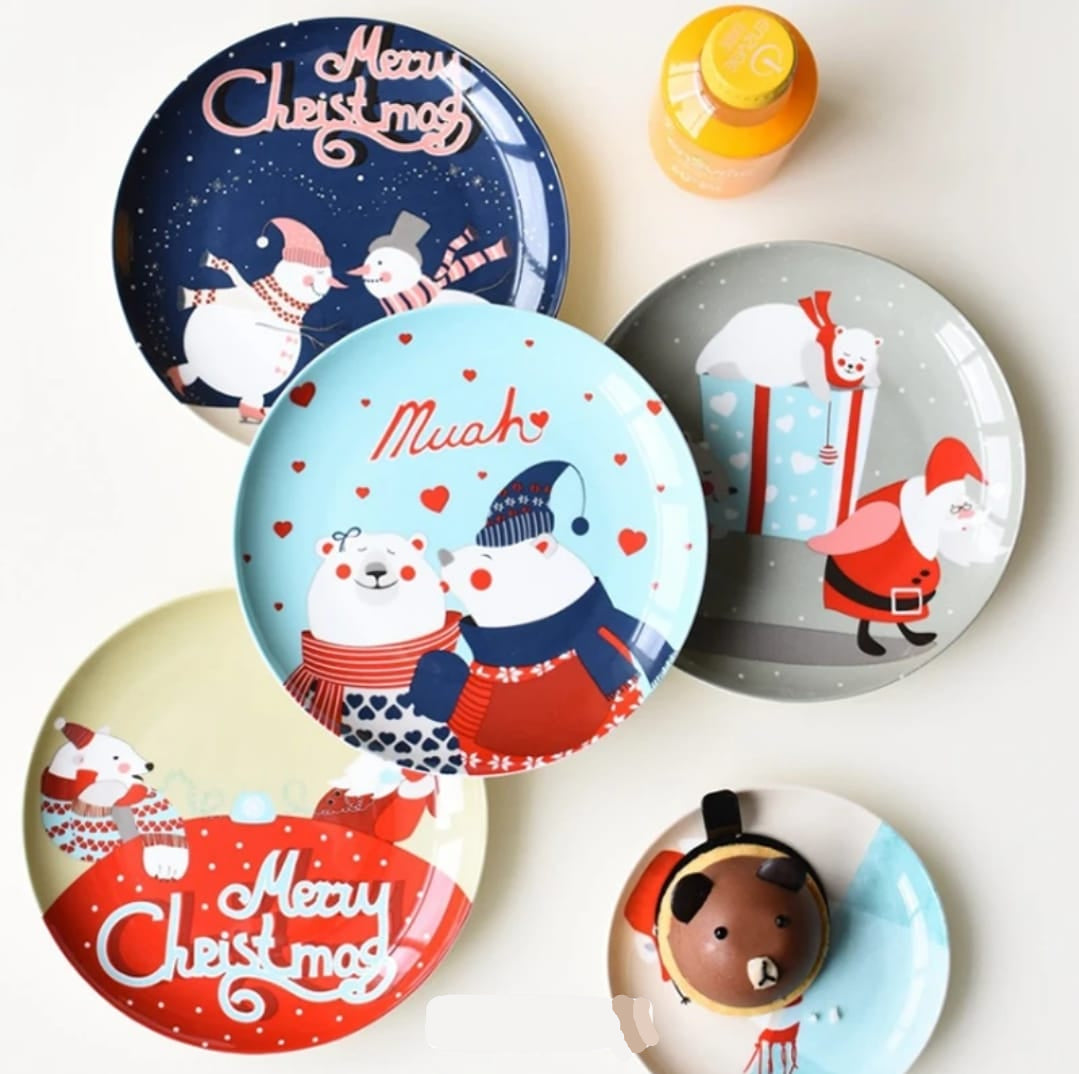 Christmas Plate Glass Ornament Wall or Table, 20 cm