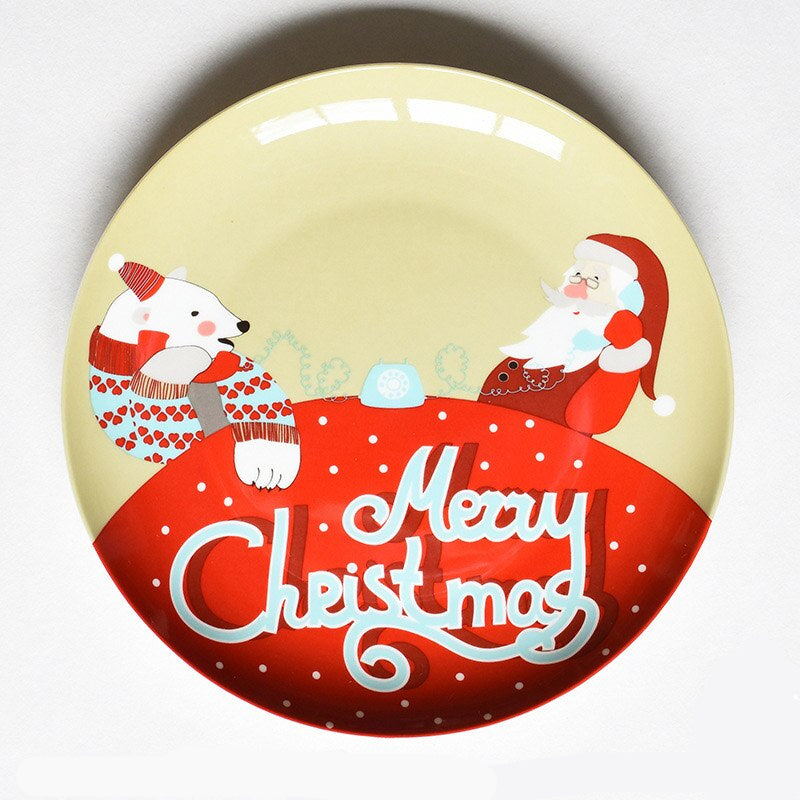 Christmas Plate Glass Ornament Wall or Table, 20 cm