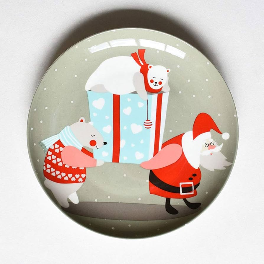 Christmas Plate Glass Ornament Wall or Table, 20 cm