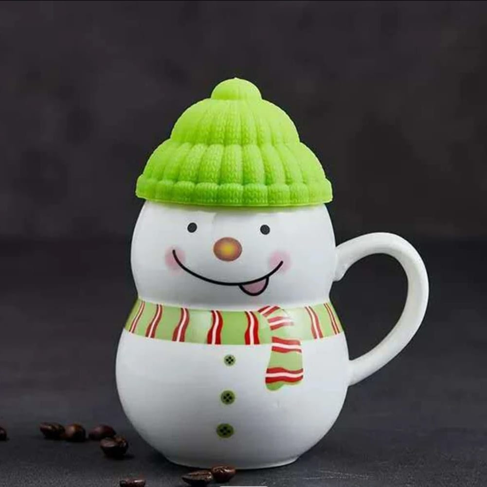 Christmas Snowman Mug + Silicone Hat Lid 350 ml