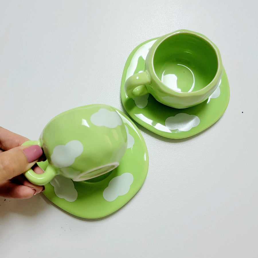 2 espresso cups green