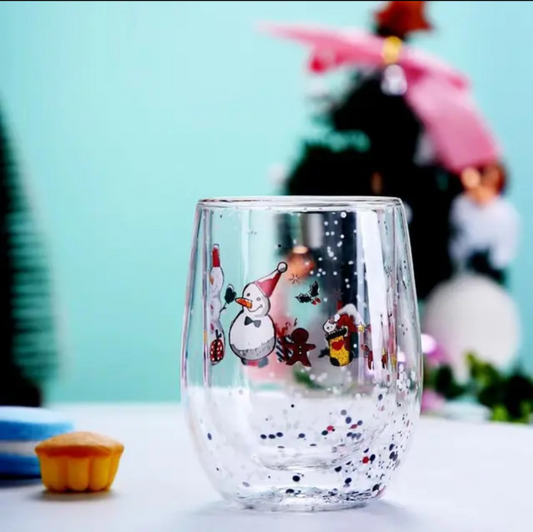 Double Wall Christmas Clear Glass Cup 350 ml