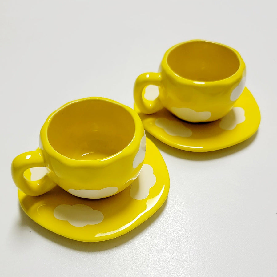 Espresso cups 2 Coasters yellow