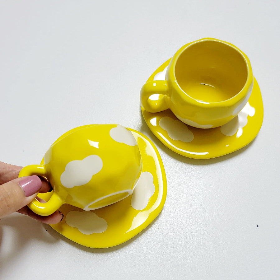 2 espresso cups yellow