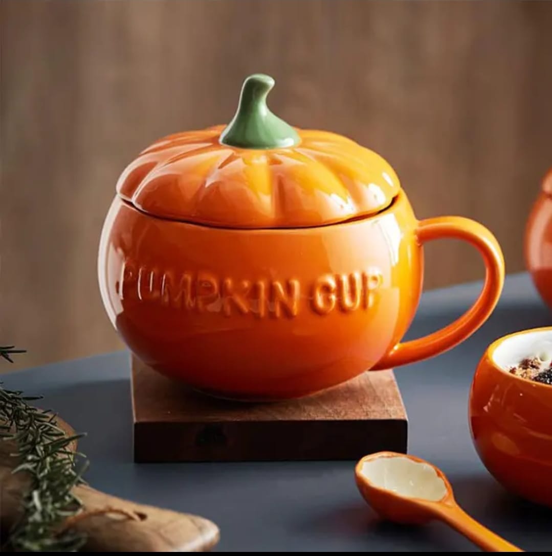 Pumpkin Mug Saucer Soup + Lid + Spoon 400 ml