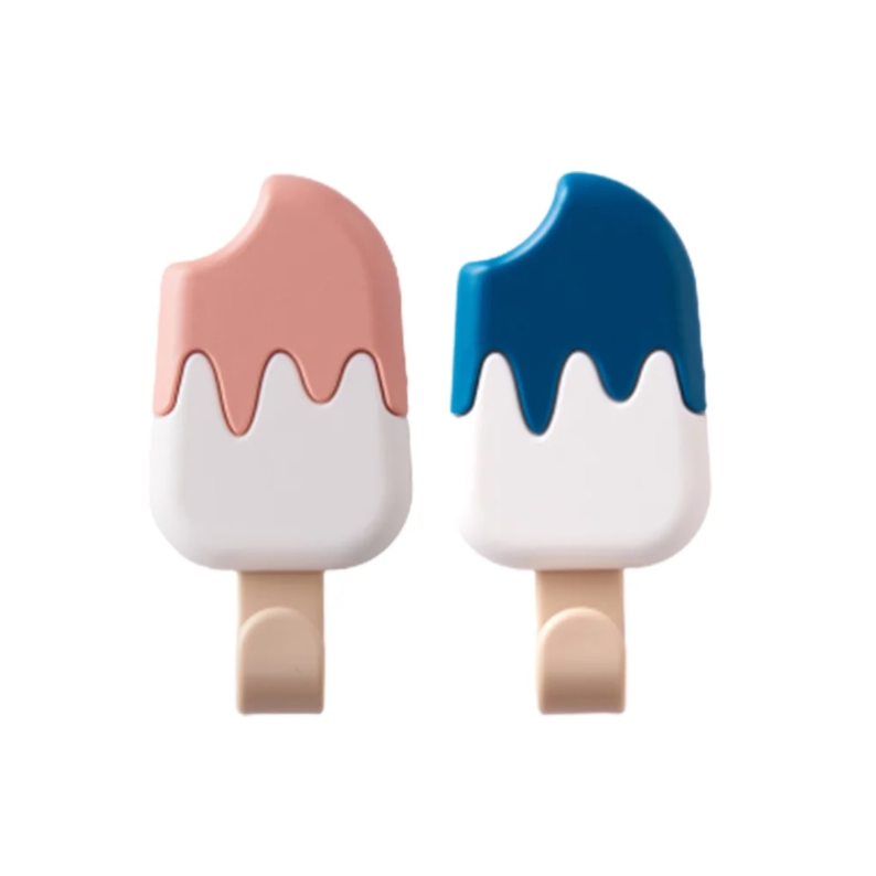 Two ice cream popsicle-shaped hooks