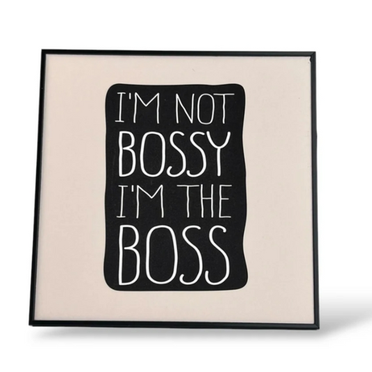 Wall Framed Art Glitter Finish Boss, 22x22 cm