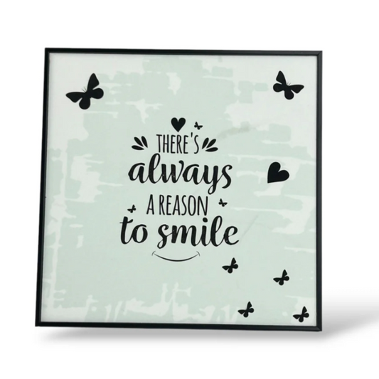 Wall Framed Art Glitter Finish Smile, 22x22 cm