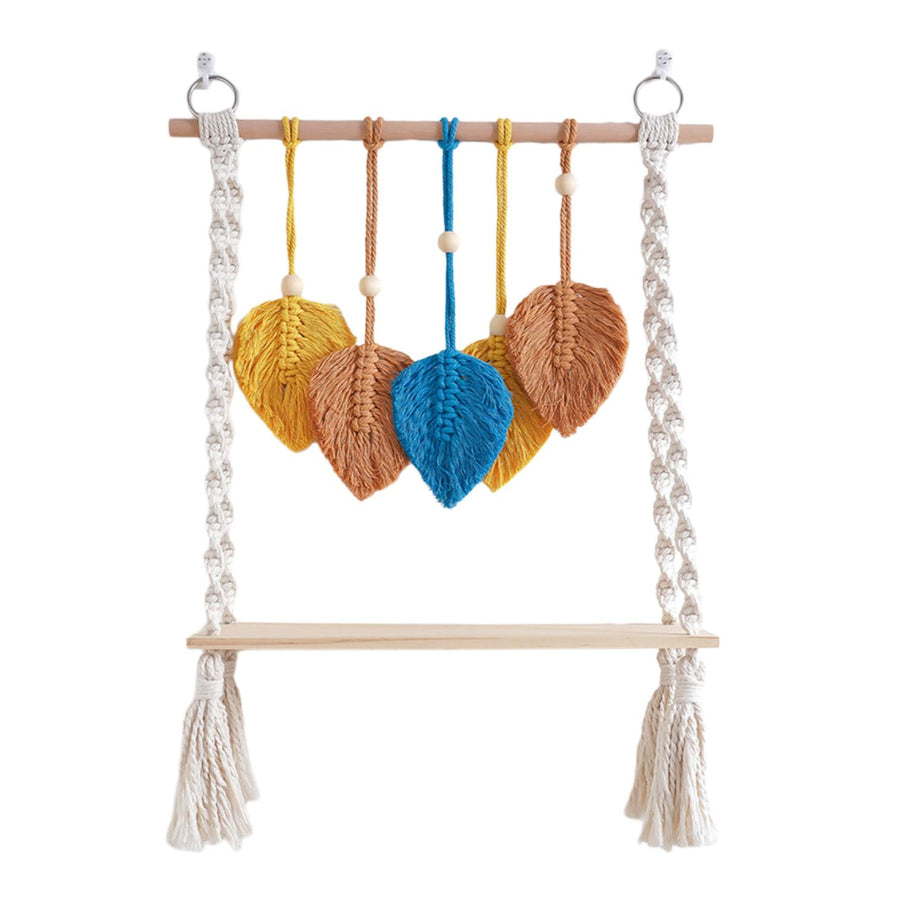 Woven Cotton Leaves Wall Shelf Hanging 45x40 cm