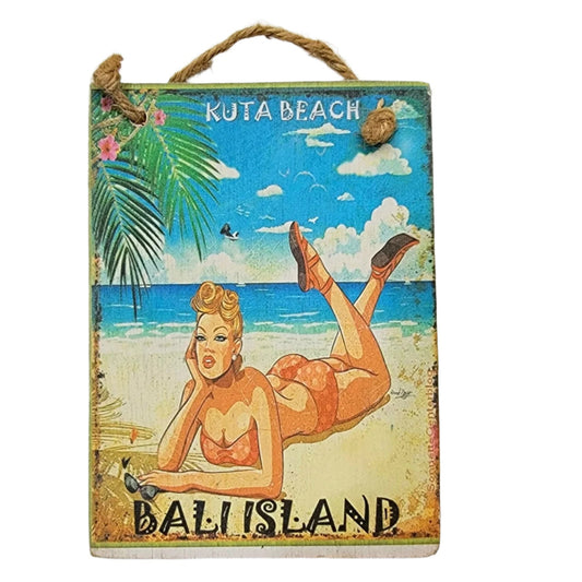 Vintage Wooden Frame Bali Beach 12x8 cm