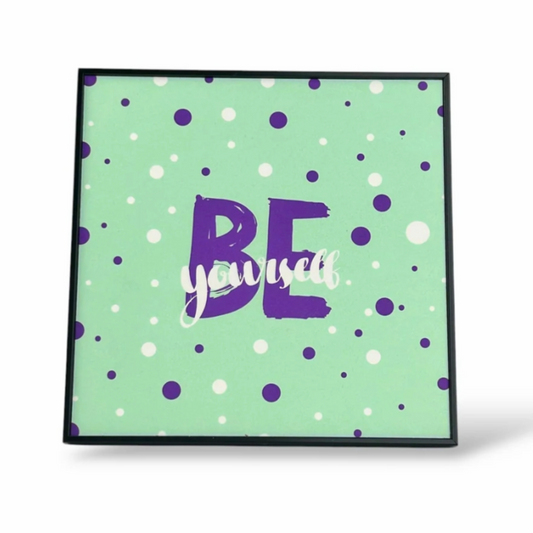 Wall Framed Art Glitter Finish Be Yourself, 22x22 cm