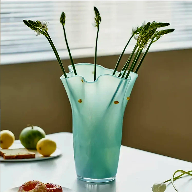 blue vase glass wavy