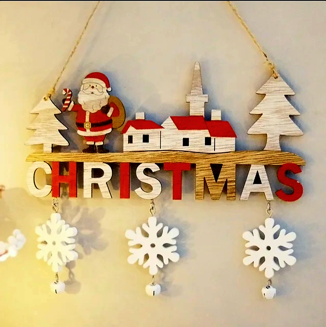 Christmas Door / Wall Wood Sign 17x21 cm