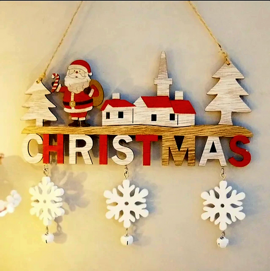 Christmas Door / Wall Wood Sign 17x21 cm