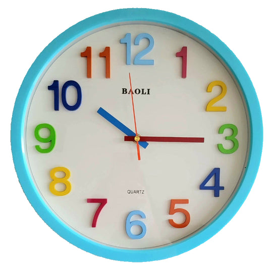 Colorful clock with blue frame