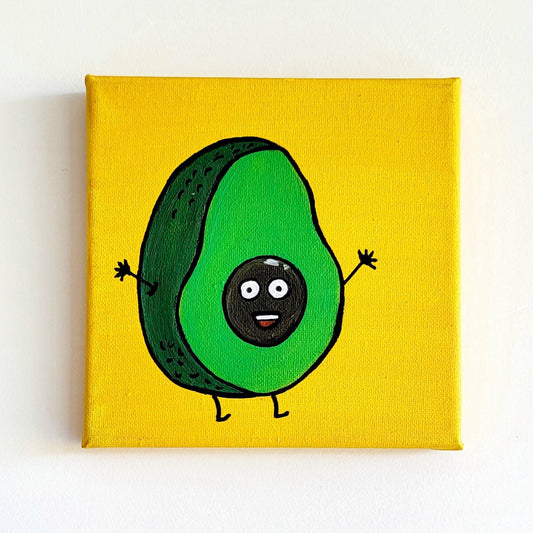 cute avocado painting canvas