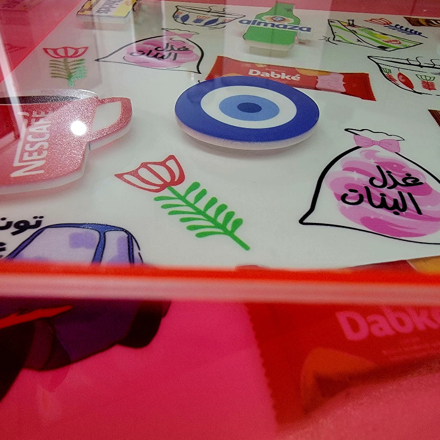 Wall Frame 3D Neon Lebanese Icons 25x25 cm