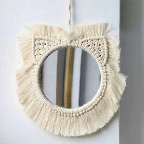 Macrame-framed mirror 