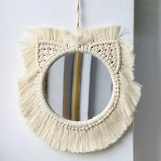 Macrame-framed mirror 