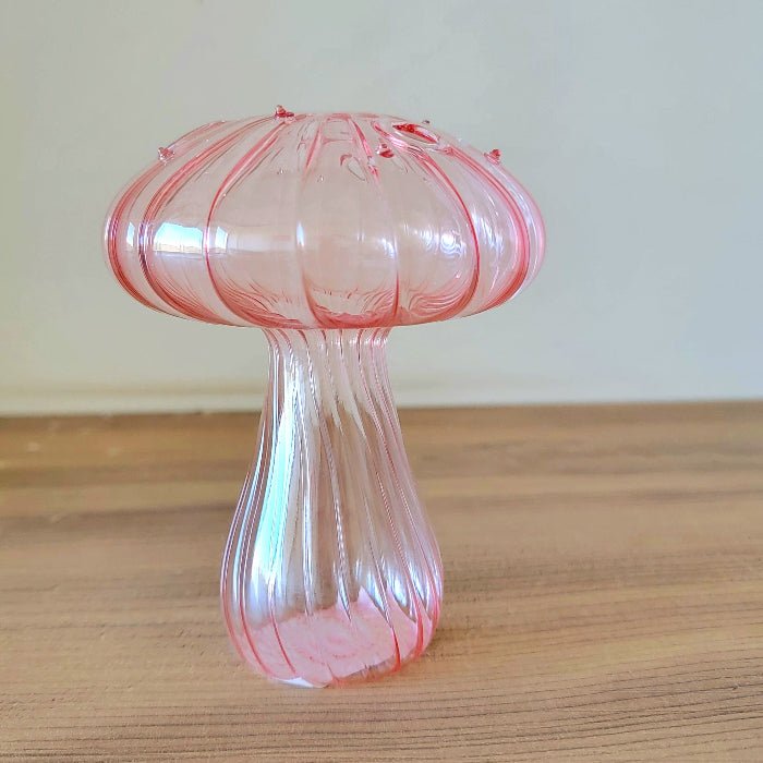 Pink glass mushroom-shaped 