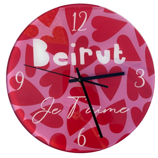 Wall Clock Red Beirut Je T'aime 30 cm