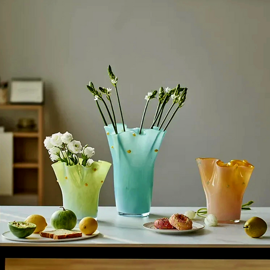 wavy glass vase flower