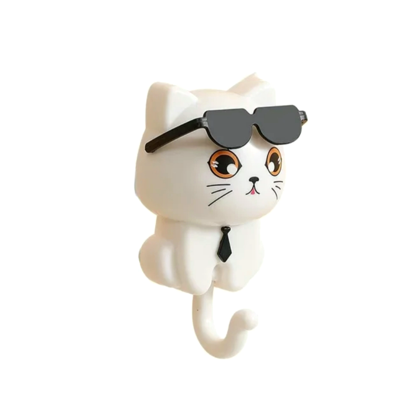 Cat-shaped hook with sunglasses 