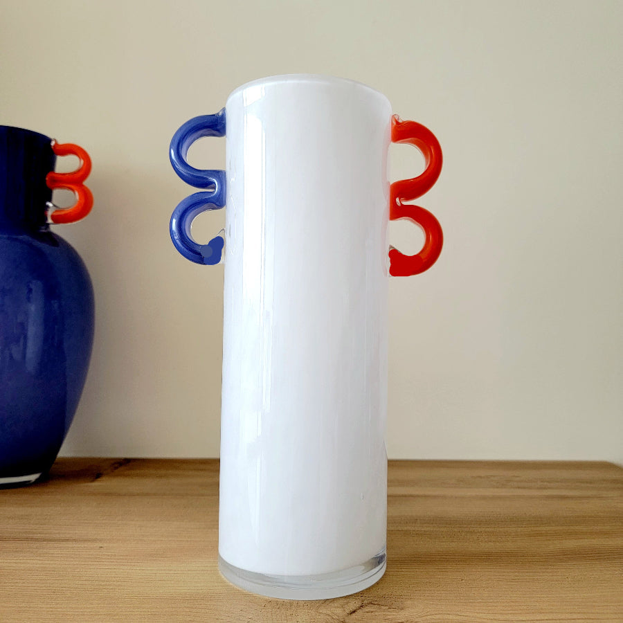 White Cylinder Glass Vase 28 cm